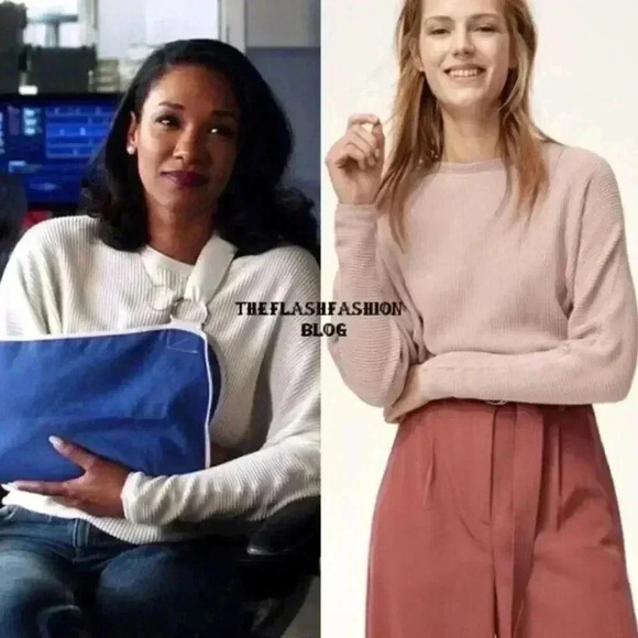 Aritzia Wilfred Coline Linen 
Dolman Sleeve Ribbed Sweater In
Dusty Pink - Picture 5 of 6